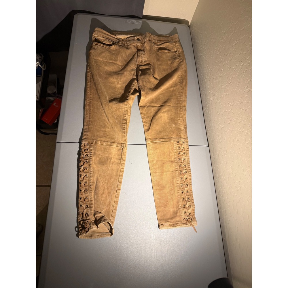 Polo Ralph Lauren Tompkins Skinny Suede Lace Up Pants 31 Western Cowgirl Rodeo